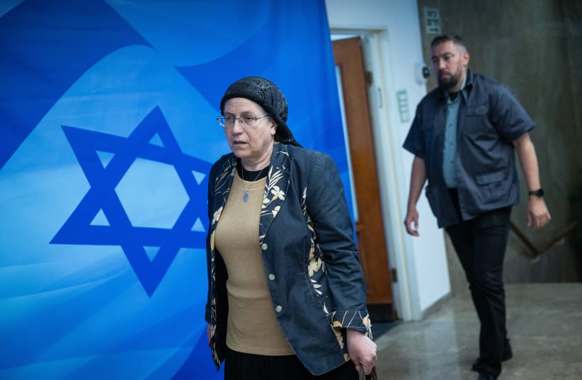 Orit Strock, National Mission Minister arrives to a government conference at the Prime Minister's office in Jerusalem on May 7, 2023.  (photo credit: YONATAN SINDEL/FLASH90)