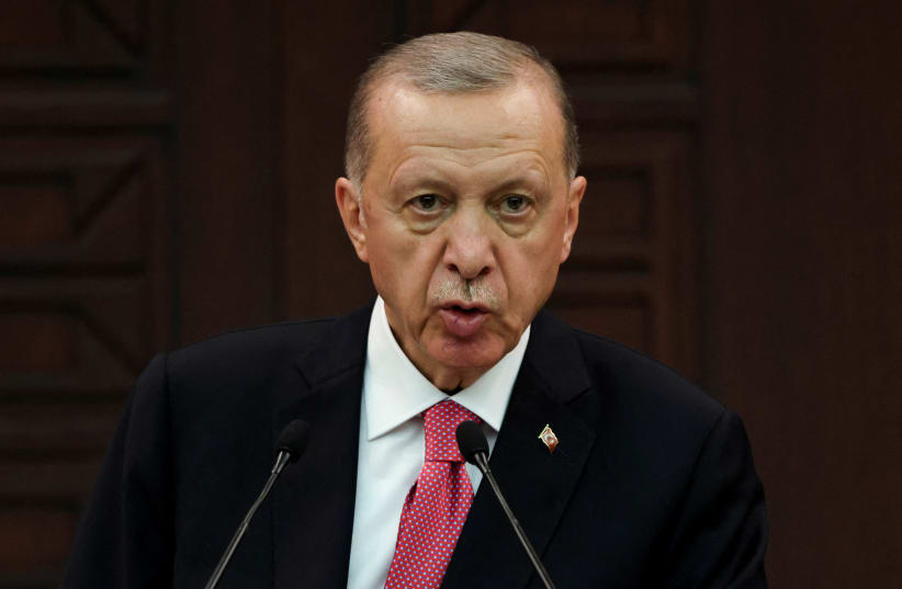  Turkish President Tayyip Erdogan announces new cabinet during a press conference in Ankara, Turkey June 3, 2023.  (photo credit: UMIT BEKTAS/REUTERS)