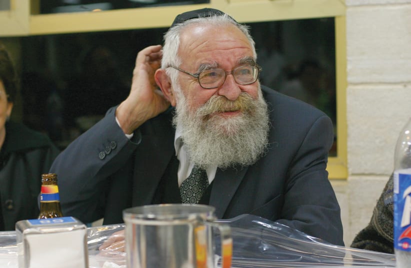  RAV YEHUDA AMITAL at a Purim ‘hagiga,’ 5766/2005.  (photo credit: Yeshivat Har Etzion)