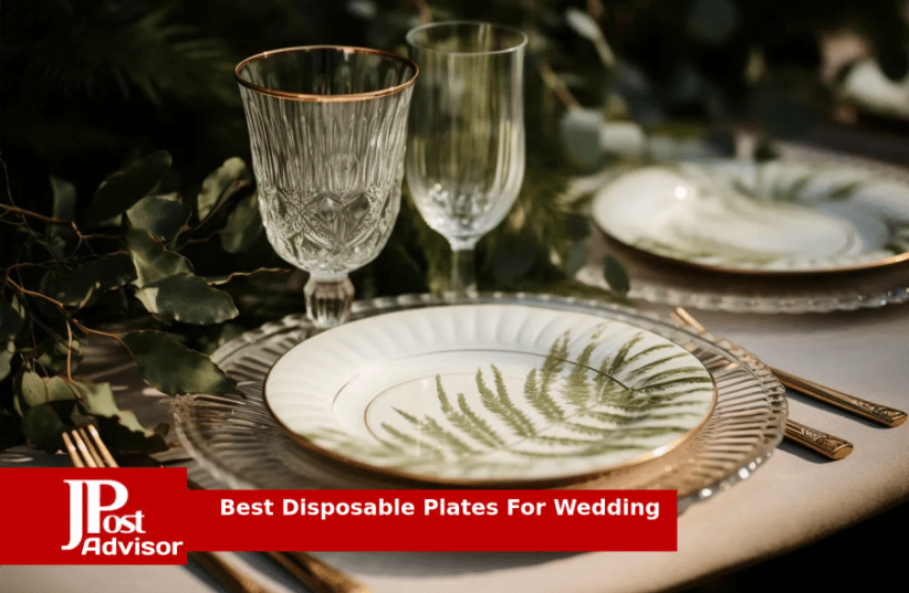Disposable Dinner Plates - 50 pc. White Gold Rim Plastic Dinner