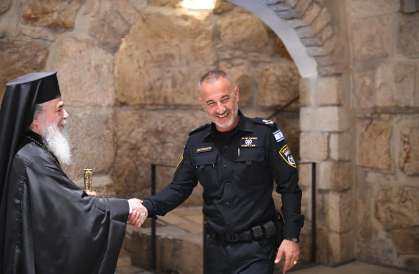  Jerusalem Police District chief Doron Turgeman speaks to local Christian community leaders on August 8, 2023 (photo credit: ISRAEL POLICE SPOKESPERSON'S UNIT)
