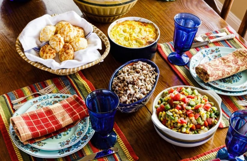 A Southern spread featuring a blintz casserole, Hoppin' John and a "kosher" okra gumbo combines histories of Eastern Europe, the American South and the continent of Africa.  (photo credit: FORREST CLONTS)
