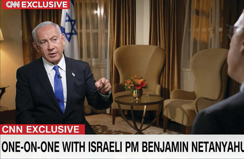  PRIME MINISTER Benjamin Netanyahu is interviewed on CNN earlier this month.  (photo credit: screenshot)
