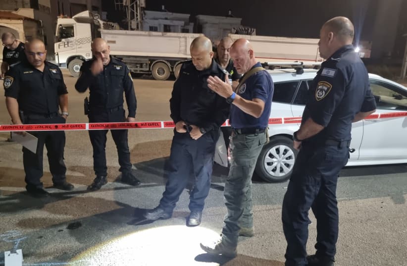  Police at the scene of a shooting in Tira. August 22, 2023 (photo credit: ISRAEL POLICE)