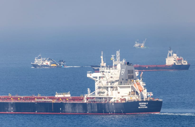  Cargo ship Despina V, carrying Ukrainian grain, is seen in the Black Sea off Kilyos near Istanbul, Turkey November 2, 2022. (photo credit: REUTERS/UMIT BEKTAS)