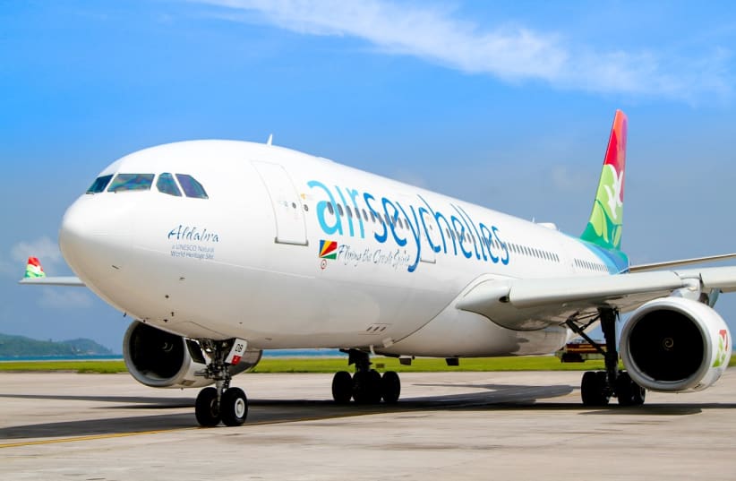  An Air Seychelles plane on the tarmac. (photo credit: Wikimedia Commons)