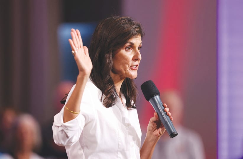  REPUBLICAN PRESIDENTIAL candidate Nikki Haley attends a town hall in South Carolina, this week. She has given millions of Americans good reason to cast their votes for Joe Biden and Democrats up and down the ballot in 2024, the writer maintains. (photo credit: REUTERS/SAM WOLFE)