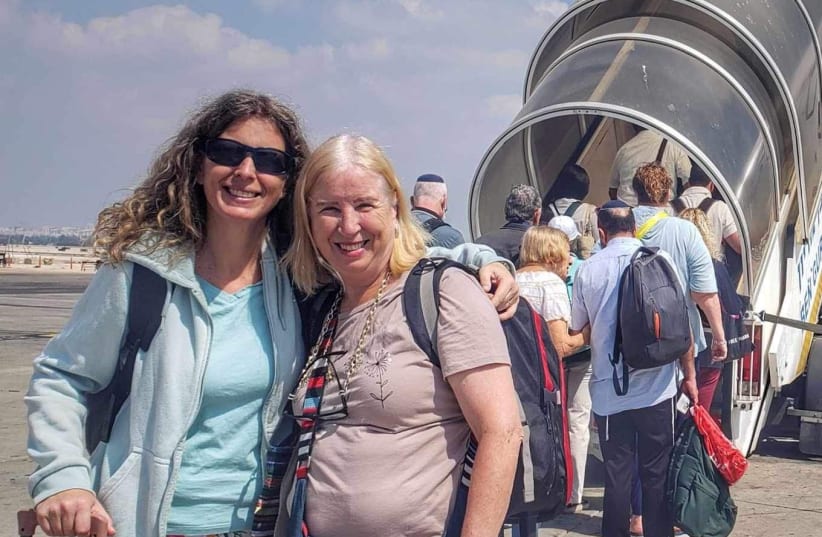  Tamar Gvirtz-Hayardeni and mother on their way to Budapest. (photo credit: Courtesy)