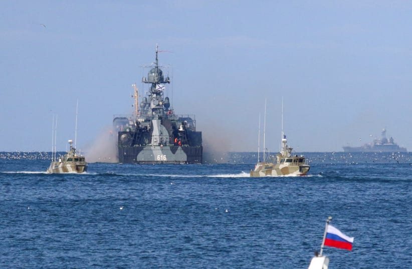  View shows the Russian Navy's vessels near the Black Sea port of Sevastopol, Crimea February 16, 2022 (photo credit: REUTERS/ALEXEY PAVLISHAK)