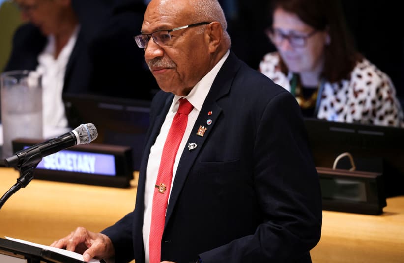  Fiji Prime Minister Sitiveni Rabuka speaks during the Sustainable Development Goals (SDG) Summit at United Nations headquarters in New York City, New York, U.S., September 18, 2023. (photo credit: REUTERS/CAITLIN OCHS)