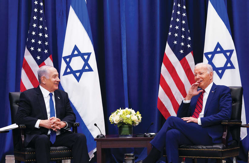  PRIME MINISTER Benjamin Netanyahu meets with US President Joe Biden on Wednesday in New York.  (photo credit: KEVIN LAMARQUE/REUTERS)