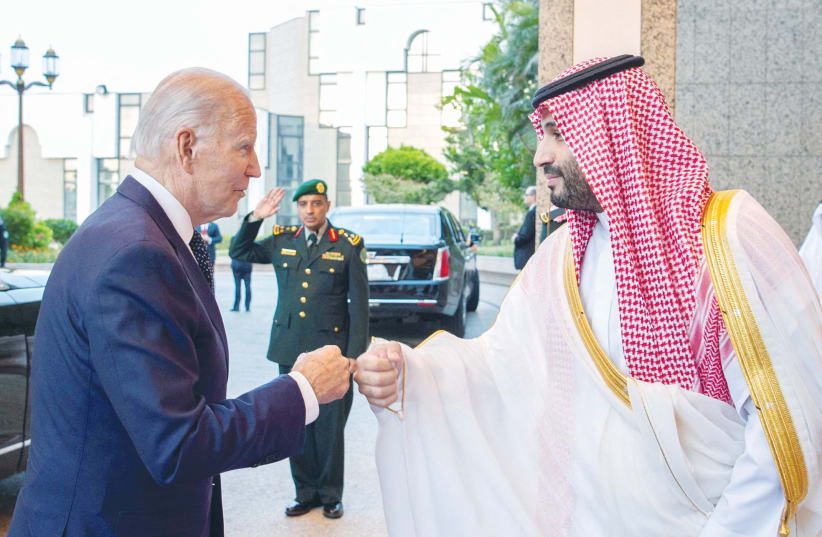  CYBER POWER gave Crown Prince Mohammed bin Salman the power to ignore and confront US President Joe Biden, the writer maintains.  (photo credit: Saudi Royal Court/Reuters)