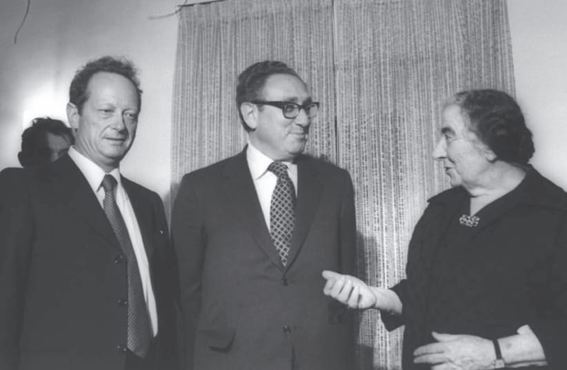  THEN-ISRAELI prime minister Golda Meir with then-US secretary of state Henry Kissinger and deputy prime minister Yigal Allon at the Prime Minister’s Residence, Jerusalem, in 1973. (photo credit: Moshe Milner/GPO)