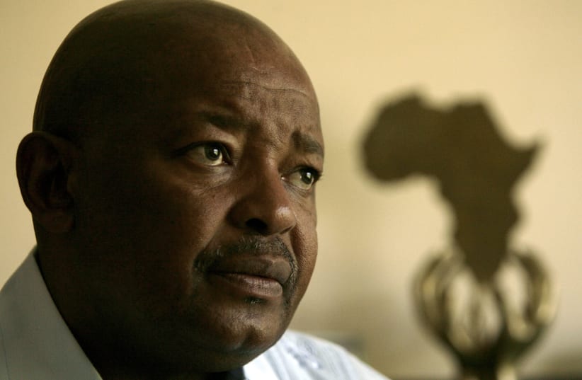  Former South African defense minister Mosiuoa Lekota looks on during an interview with Reuters at his residence in Midrand (photo credit: REUTERS/SIPHIWE SIBEKO)