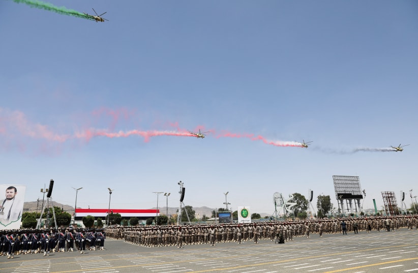  A view of ballistic missiles during a military parade held by the Houthis to mark the anniversary of their takeover in Sanaa, Yemen September 21, 2023 (photo credit: REUTERS/KHALED ABDULLAH)