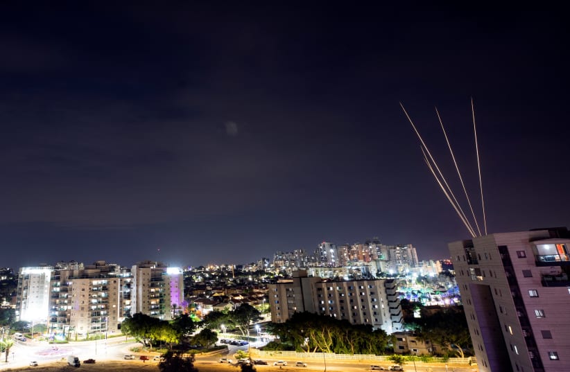 Rockets are fired towards Israel from the northern Gaza Strip, as seen from Ashkelon, southern Israel (photo credit: AMIR COHEN)