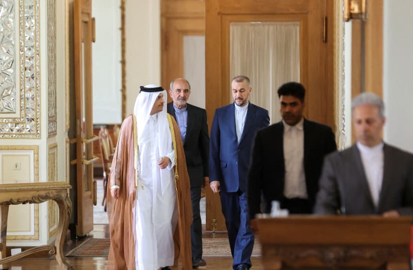  FILE PHOTO: Iran's Foreign Minister Hossein Amir-Abdollahian and Qatari Deputy Prime Minister and Foreign Minister Sheikh Mohammed bin Abdulrahman Al Thani enter a hall for a joint news conference, in Tehran, Iran July 6, 2022. (photo credit:  MAJID ASGARIPOUR/WANA (WEST ASIA NEWS AGENCY) VIA REUTERS)
