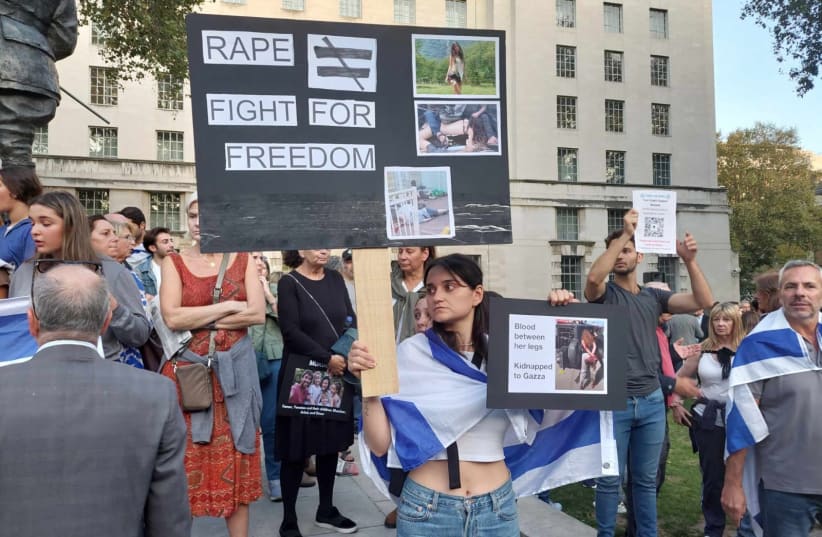 Outside the Israeli embassy, October  (photo credit: ILANA JACOBS)