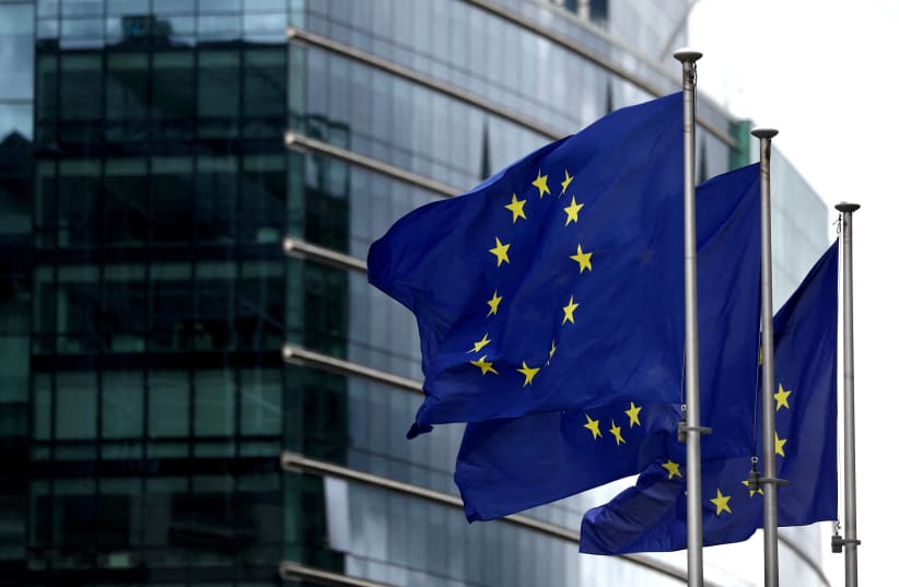  FILE PHOTO: European flags fly outside the European Commission headquarters in Brussels, Belgium September 20, 2023. (photo credit: REUTERS/YVES HERMAN)