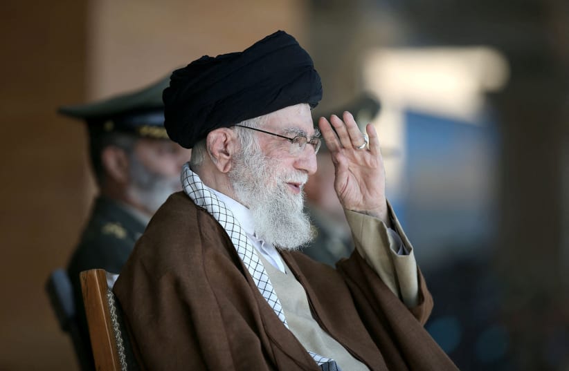  Iran's Supreme Leader Ayatollah Ali Khamenei attends a graduation ceremony for armed forces officers at the Imam Ali academy in Tehran, Iran October 10, 2023 (photo credit: Office of the Iranian Supreme Leader/WANA via REUTERS)