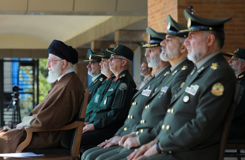  Iran's Supreme Leader Ayatollah Ali Khamenei attends a graduation ceremony for armed forces officers at the Imam Ali academy in Tehran, Iran October 10, 2023 (photo credit: Office of the Iranian Supreme Leader/WANA via REUTERS)