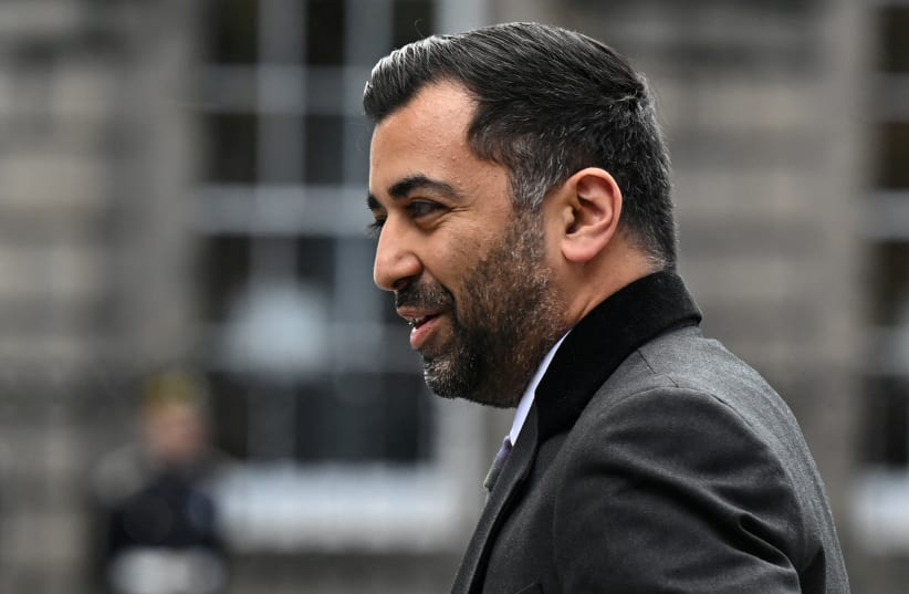  Scotland's first minister and Scottish National Party (SNP) leader Humza Yousaf arrives at St Giles' Cathedral to attend a National Service of Thanksgiving and Dedication, in Edinburgh on July 5, 2023. (photo credit: PAUL ELLIS/ REUTERS)