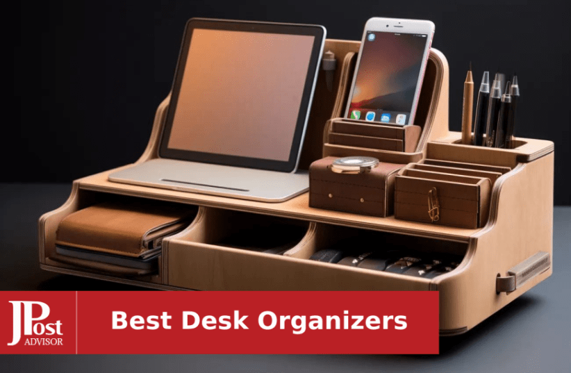 KINGFOM 5PCS Desk Organizer and Accessories Set, Pu Leather Office Supplies  with Multifunction Desktop Organizer Storage Box, Tissue Holder, Mouse