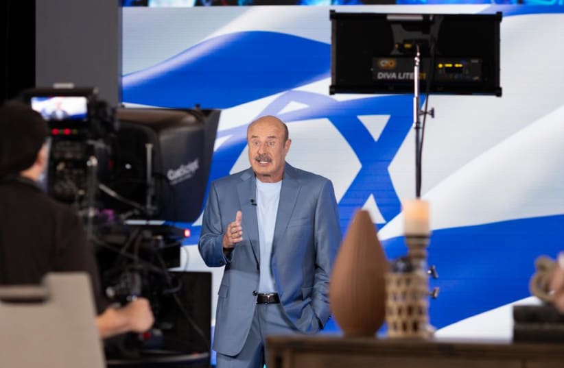  Dr. Phil McGraw films a five-minute video condemning pro-Hamas rallies on college campuses at the new Trinity Broadcasting Network studio in Dallas. (photo credit: Trinity Broadcasting Network)