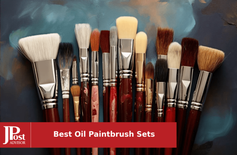 Oil Acrylic Watercolor Paint Brushes Set with Natural Hog Hair Filbert Brush
