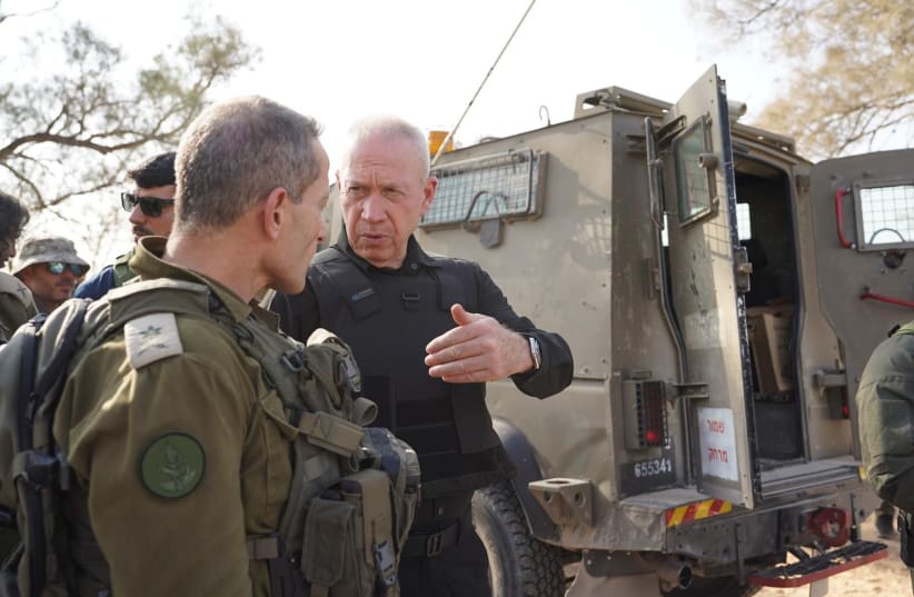  Defense Minister Yoav Gallant visited the IDF troops of the 36th Brigade on the Gaza border, November 01, 2023 (photo credit: Ariel Hermoni/IMoD)