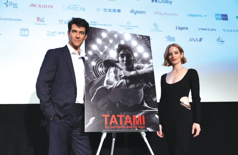  GUY NATTIV, director of ‘Tatami’, and his wife, producer/actress Jaime Ray Newman, at the Tokyo Film Festival.  (photo credit: Tokyo International Film Festival)