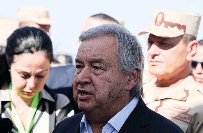  UN Secretary-General Antonio Guterres. When the individual leading a body as influential as the UN lacks precision in his comments, it reflects a broader failure in our collective moral and intellectual compass, says the writer. (photo credit: Amr Abdallah Dalsh/Reuters)