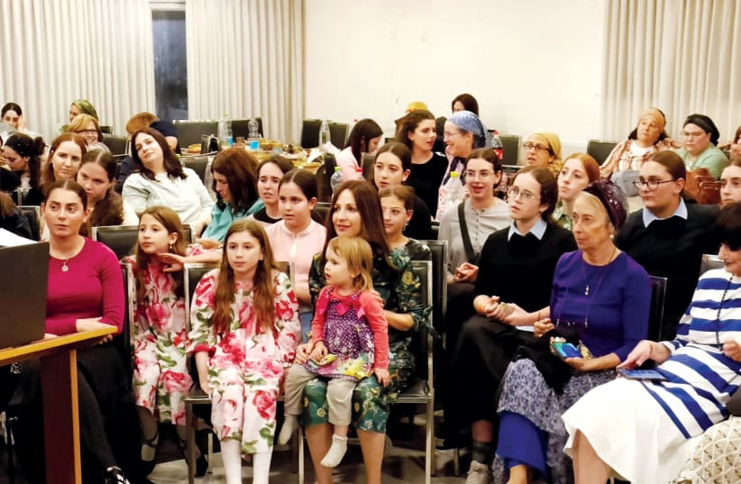  SOME OF the 200 women and girls from across Jerusalem who joined the dinner on Rachel Imenu’s yahrtzeit.  (photo credit: RIVKY DIAMOND)