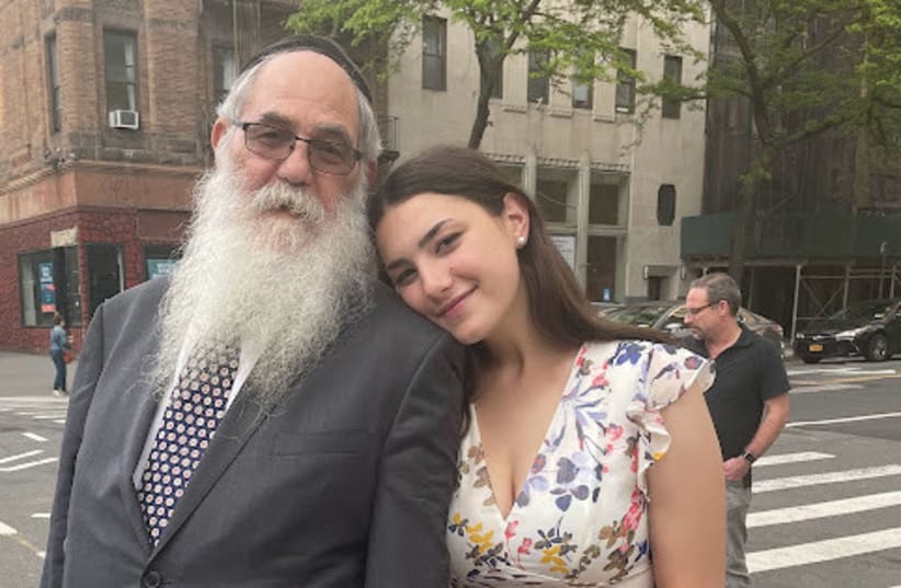  WITH HER father, Yehuda, in New York. (photo credit: GOLDA DAPHNA)