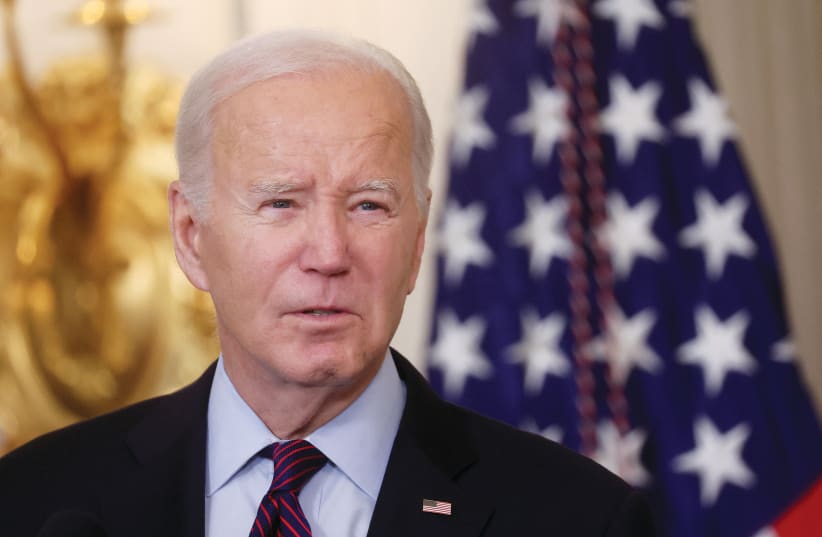  US PRESIDENT Joe Biden holds an event at the White House, this week. On Wednesday, Biden urged for a ‘pause’ in the conflict, and other White House officials are said to be asking the president to take a tougher stance with Israel. (photo credit: Leah Mills/Reuters)