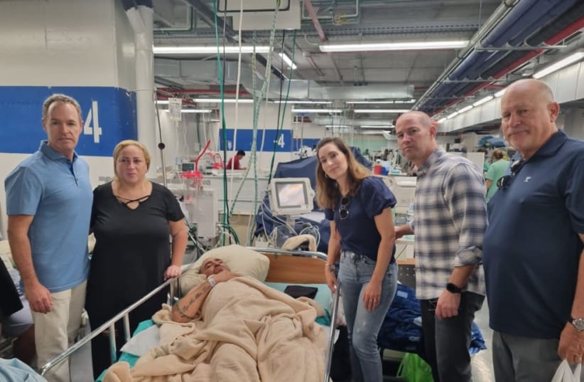  Jewish Federation leaders visit Ronen Gabay, a wounded October 7th hero and recipient of Jewish Agency Funds for Victims of Terror support. (photo credit: THE JEWISH AGENCY FOR ISRAEL)