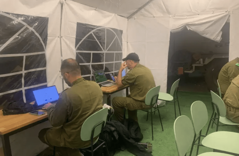  Soldiers inside of the IDF's WeWork facility (photo credit: IDF SPOKESPERSON UNIT)