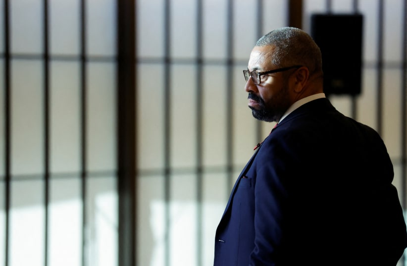  British Foreign Secretary James Cleverly looks on as he gathers for an outreach session during the meetings in Tokyo, Japan, November 8, 2023. (photo credit: REUTERS/JONATHAN ERNST)
