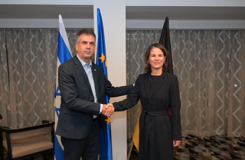  Foreign Minister Eli Cohen is seen meeting German Foreign Minister Annalena Baerbock, on November 11, 2023. (photo credit: Shlomi Amsalem/Foreign Ministry)