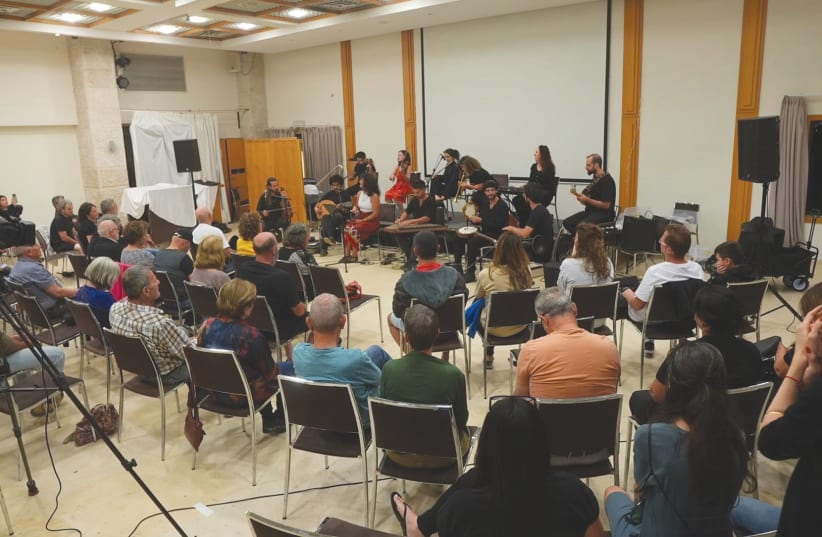  The Israeli Andalusian Orchestra Ashdod performs for internally displaced Israelis around the country. (photo credit: MAYKE EDRI)