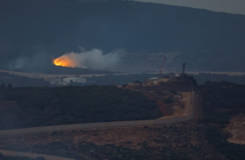  Smoke and flames rise as seen from Israel-Lebanon border in northern Israel, November 13, 2023 (photo credit: EVELYN HOCKSTEIN/REUTERS)