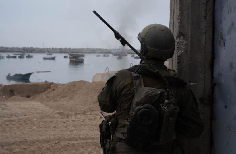  IDF soldiers take control of the Hamas-controlled harbor in Gaza, November 16, 2023 (photo credit: IDF SPOKESPERSON'S UNIT)