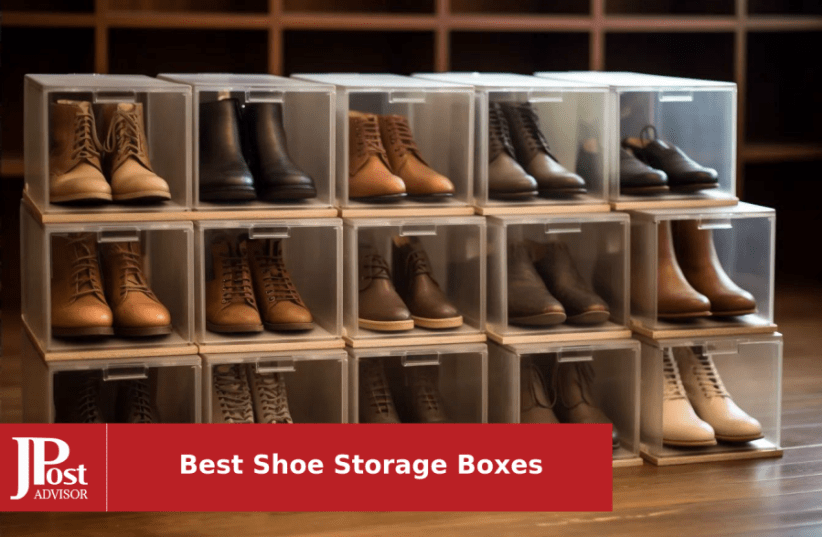 Plastic Magnetic Shoe Box, Pack of 10 Stackable Shoe Storage Boxes