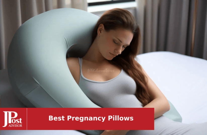 Momcozy Pregnancy Pillows for Side Sleeping, J Shaped Maternity Body Pillow  for Pregnancy, Soft Pregnancy Pillow with Jersey Cover for Head Neck Belly