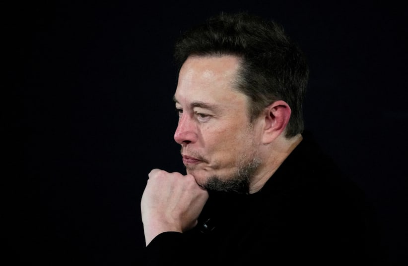  Tesla and SpaceX's CEO Elon Musk pauses during an in-conversation event with British Prime Minister Rishi Sunak in London, Britain, Thursday, Nov. 2, 2023. (photo credit: REUTERS/KIRSTY WIGGLESWORTH/POOL)