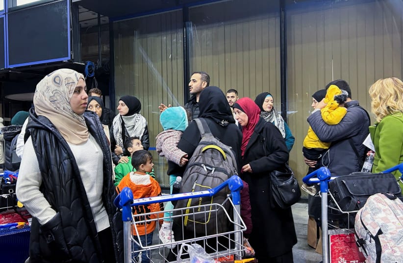  Palestinians holding Bosnian citizenship and their relatives arrive at Sarajevo after having been evacuated to Egypt from Gaza, in Bosnia and Herzegovina, November 20, 2023. (photo credit: REUTERS/Daria Sucic Sito)