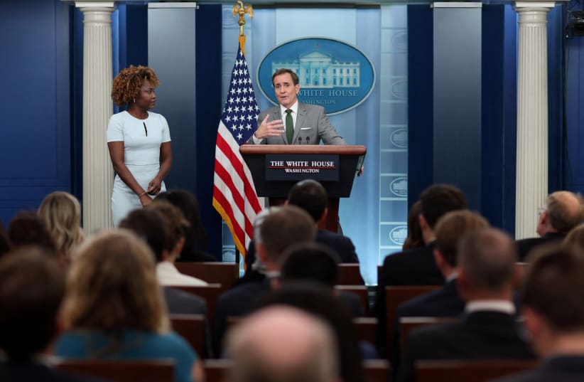  White House National Security Council Strategic Communications Coordinator John Kirby speaks during a press briefing at the White House in Washington, U.S., November 8, 2023. (photo credit: REUTERS/LEAH MILLIS)