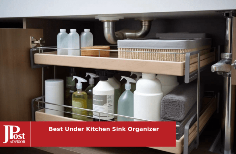 Under Sink Organizers and Storage (2 Pack), 2 Tier Bathroom Organizer Under  Sink, Black Under Kitchen Sink Organizers and Storage, Cleaning Supplies