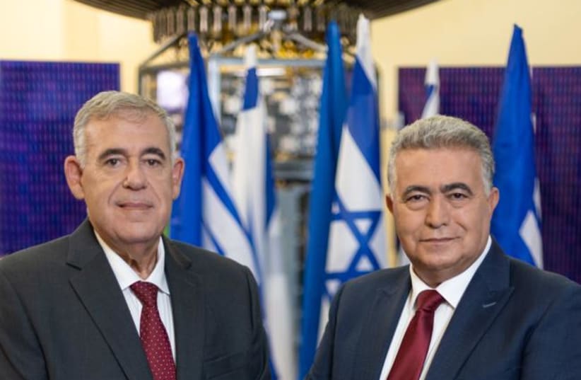  Boaz Levy, IAI President and CEO with Amir Peretz, Chairman of the Board of Directors of IAI (photo credit: IAI)
