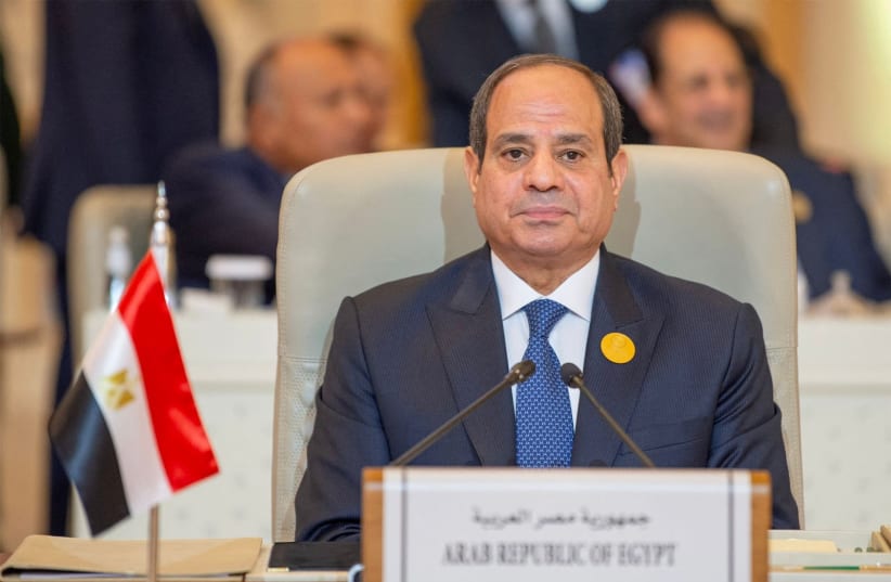 Egypt's President Abdel Fattah El-Sisi attends Organisation of Islamic Cooperation (OIC) summit in Riyadh, Saudi Arabia, November, 11, 2023.  (photo credit: SAUDI PRESS AGENCY/HANDOUT VIA REUTERS)